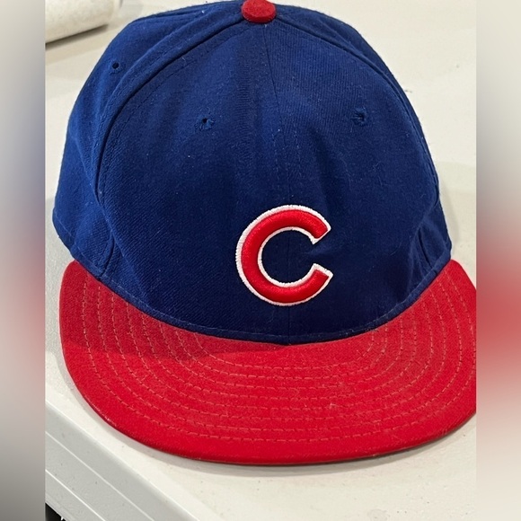 Chicago Cubs Authentic On-Field New Era Size 7 Fleece Navy Red Retro Hat MLB - Picture 4 of 8